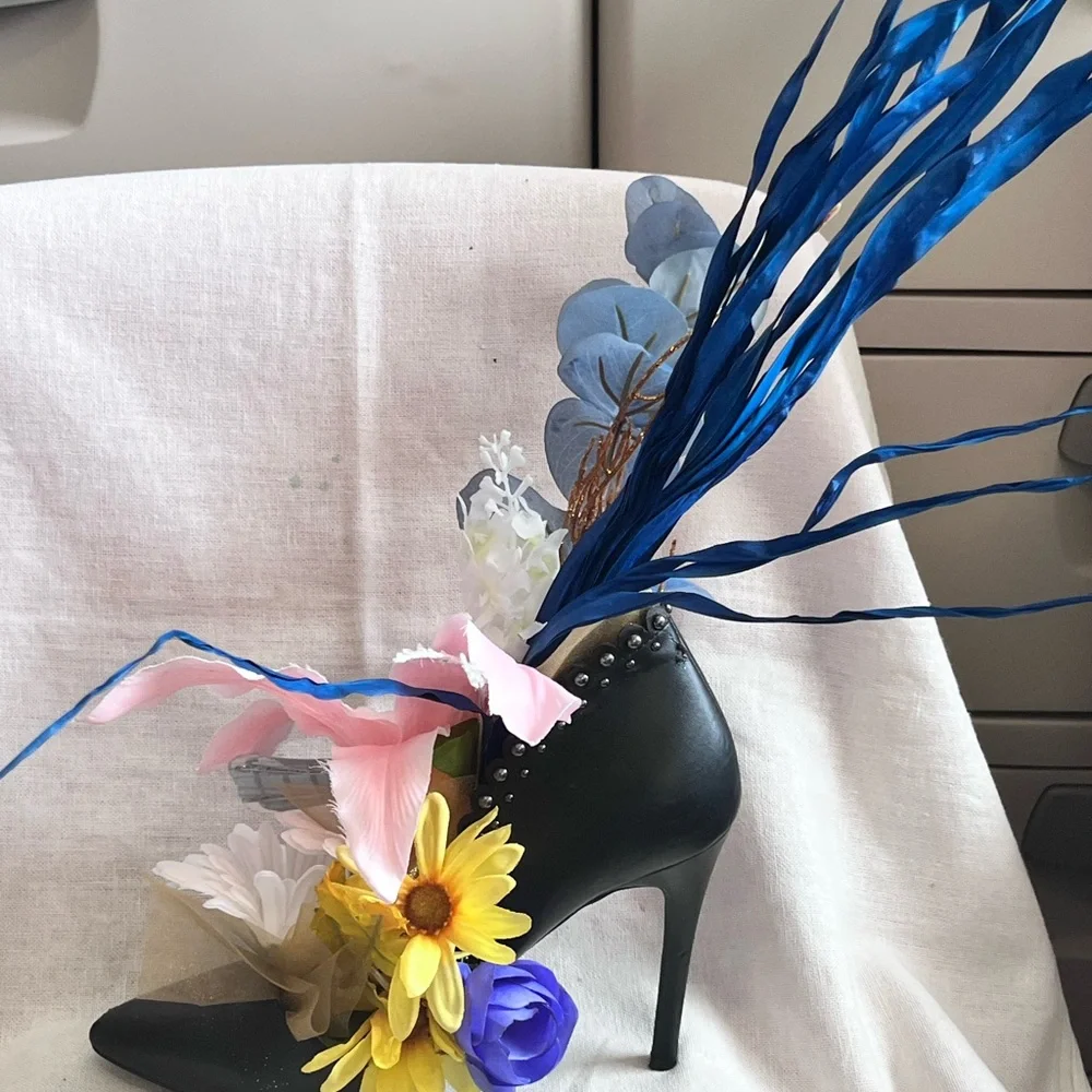 Runway For Hope Elegant Floral Shoe Arrangement with Pink and Blue Accents